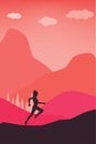 Active lifestyle Concept - Running Women in Nature Pastel Color Vector Template