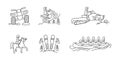 Active lifestyle linear icon set