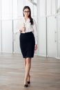 Active lifestyle of mixed ethnicity career business woman walking to work place office Royalty Free Stock Photo