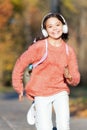 Active lifestyle music play list. Music always with me. Girl cute child with headphones. Reasons you should use