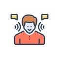 Color illustration icon for Active Listening, active and speaker