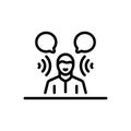 Black line icon for Active Listening, active and people Royalty Free Stock Photo