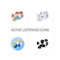 Active listening icons set Royalty Free Stock Photo