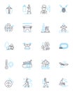 Active living linear icons set. Fitness, Health, Exercise, Movement, Wellbeing, Vigor, Agility line vector and concept