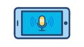 Active Microphone for Voice Commands on Tablet, vector design Generative AI Royalty Free Stock Photo