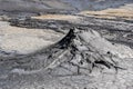 Active mud volcano in Romania with a small eruption hill Royalty Free Stock Photo
