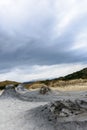 Active muddy volcanoes national reservation. Vertical view with