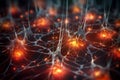 Active nerve cells in the brain, 3D visualization