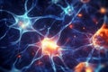 Active Nerve Cells Neuronal Network with Electrical Signals. Generative AI Royalty Free Stock Photo