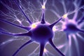 Active neurons in the brain,glowing.Close view Royalty Free Stock Photo