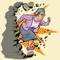 Active old Granny pensioner breaks the wall of stereotypes Royalty Free Stock Photo