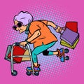 Active old lady with shopping Royalty Free Stock Photo