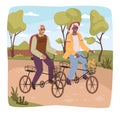 Active old people, senior characters cycling