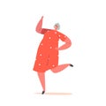 Active Old Woman Dance Leisure or Hobby. Cheerful Senior Pensioner Lady in Fashioned Dress Dancing and Relaxing