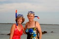 Active older women snorkel