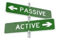 Active or Passive green direction arrows, street signs. 3D rendering Royalty Free Stock Photo