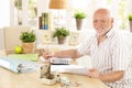 Active pensioner working at home