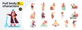 Active people semi flat color vector characters bundle