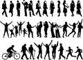 Active people silhouettes Royalty Free Stock Photo