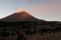 Active Popocatepetl volcano in Mexico