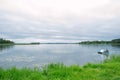 Active rest on Lake Dryvyaty on a summer day. Domestic tourism. Braslav lakes. Belarus