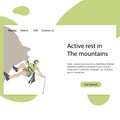 Active rest in mountains landing page. Illustration mountaineering school