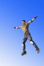 Active roller boy jumping Royalty Free Stock Photo