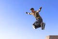 Active roller boy jumping Royalty Free Stock Photo
