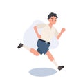 Active School Life concept. Young Thai Student boy in Uniform Running with Joy