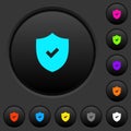 Active security dark push buttons with color icons