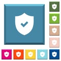 Active security white icons on edged square buttons