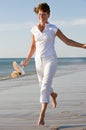 Active senior at the beach Royalty Free Stock Photo