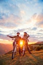 Active Senior Couple love taking bike rides together Royalty Free Stock Photo