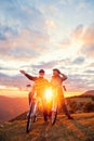 Active Senior Couple love taking bike rides together Royalty Free Stock Photo