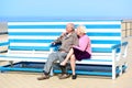 Active senior couple relaxing at the sea Royalty Free Stock Photo