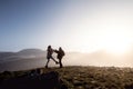 Senior couple on a walk in an autumn nature. Royalty Free Stock Photo