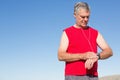Active senior man jogging on the pier Royalty Free Stock Photo