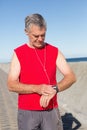 Active senior man jogging on the pier Royalty Free Stock Photo