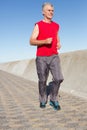 Active senior man jogging on the pier Royalty Free Stock Photo