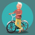 Active senior old man cartoon, cute, adorable vector character