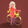 Active senior old women, lady cartoon, cute, adorable vector character