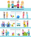 Active Senior People Flat Infographics