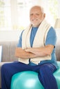 Active senior sitting on fit ball Royalty Free Stock Photo