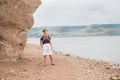 Active seniors fashion woman on the beach