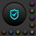 Active shield dark push buttons with color icons