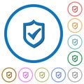 Active shield icons with shadows and outlines Royalty Free Stock Photo