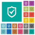 Active shield square flat multi colored icons