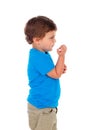 Active small child with blue t-shirt