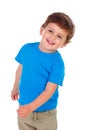 Active small child with blue t-shirt