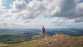 Active solo hike on the peak of Malvern Hills, Worcestershire, United Kingdom